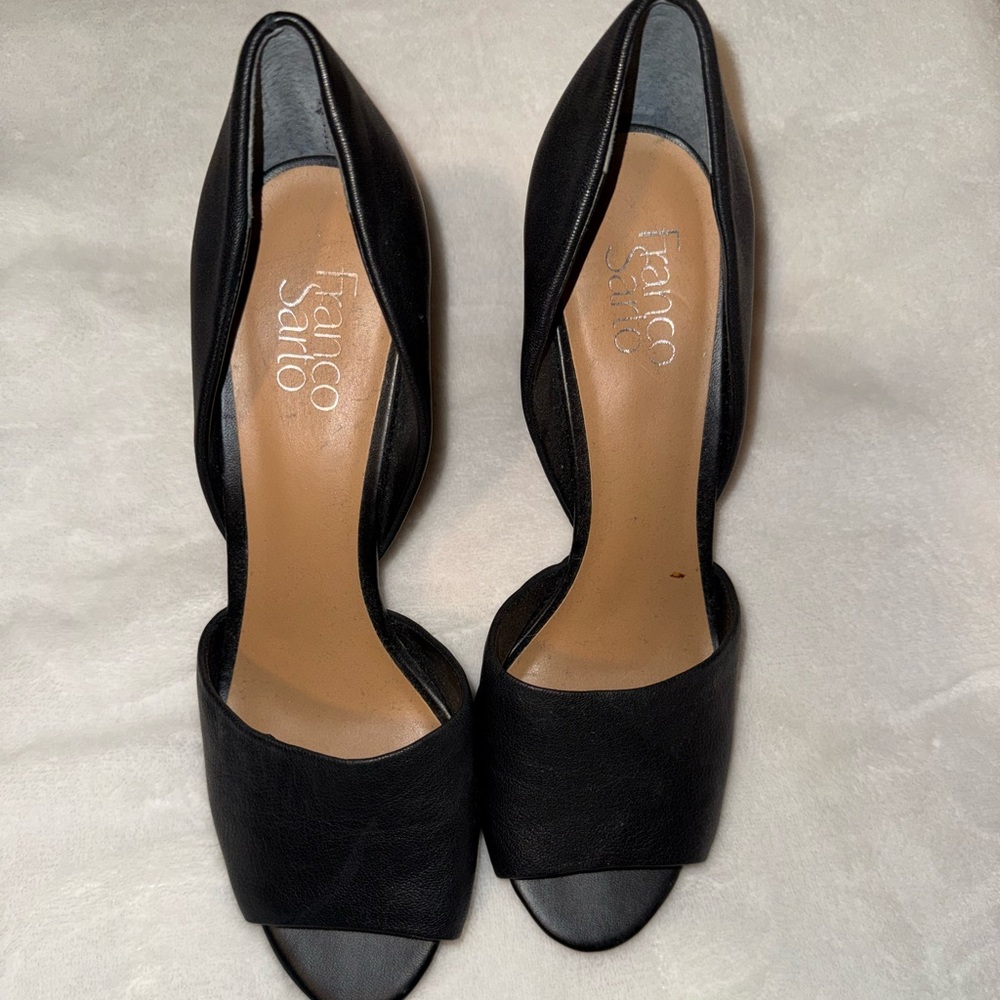 Franco Sarto Black Open Toe Heels